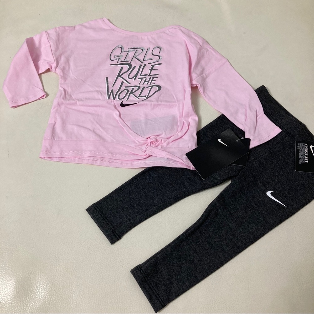 Nike baby girl cute pink run the world leggings set 4029 - Picture 1 of 8